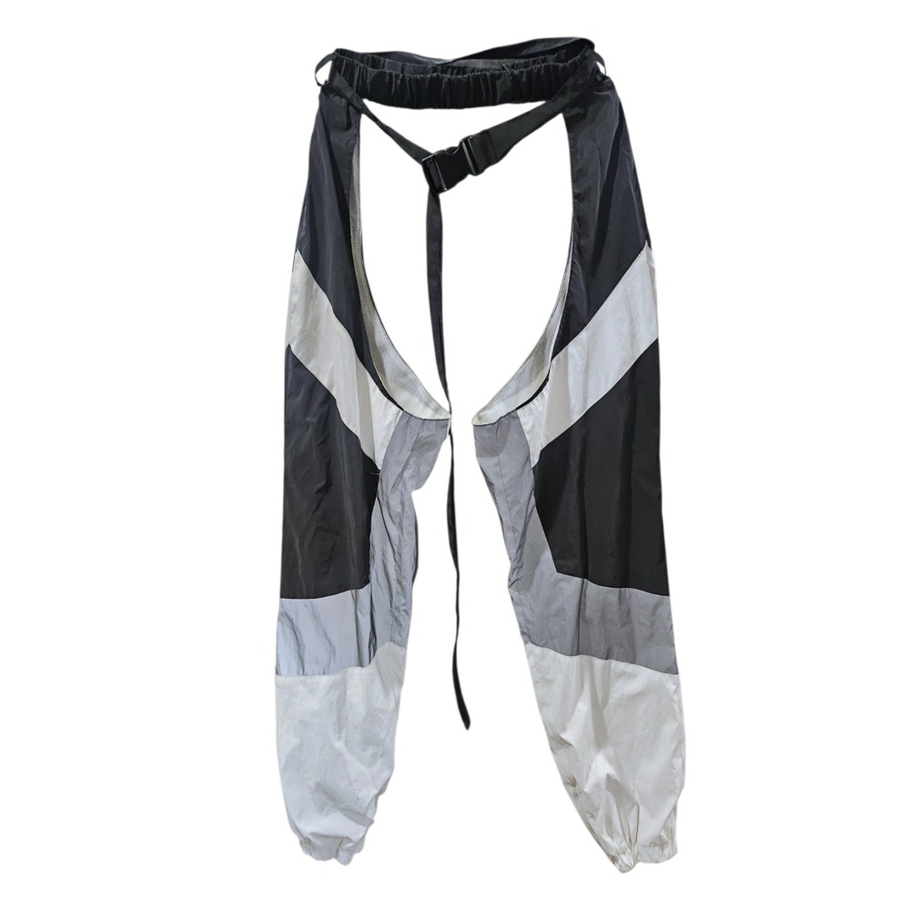 Hot & Delicious Colorblock Windbreaker Chaps Black Grey White Festival Pants M